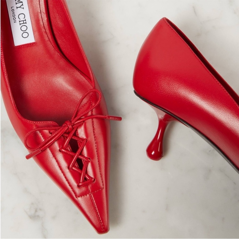 New Jimmy Choo Scarlett 50 Pointed-Toe Lace-Up $1,095 37.5 - Picture 6 of 15